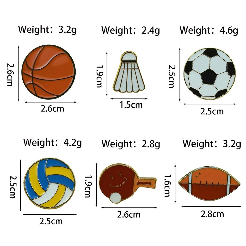 Sports Ball Alloy Brooch: Football, Basketball, Badminton Pin Badge