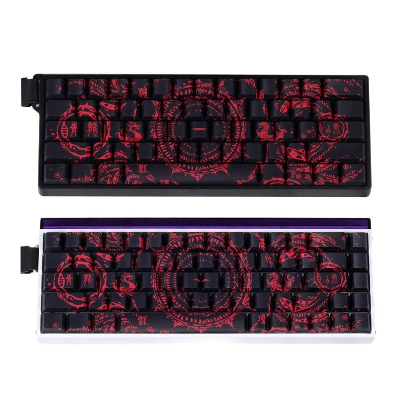 Side Printed Keycaps Intricate Pattern Theme for 60% 68% Mechanical Keyboards Heat Sublimation Printing