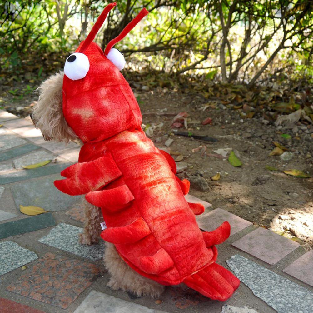 Red L Size Lobster Design Pet Garment for Puppy Kitten Warm Comfortable Dog Cat Clothes Autumn Winter Outdoor Walking Wear