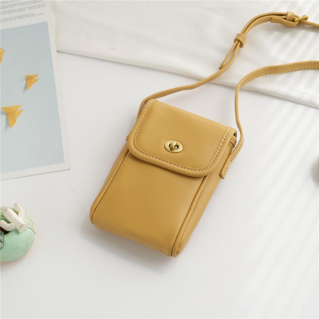 Ielgy Korean Version Simple Vertical Mini Mobile Phone Bag Cute Flip Crossbody Fashionable Fashionable Solid Color One-Shoulder Female Bag