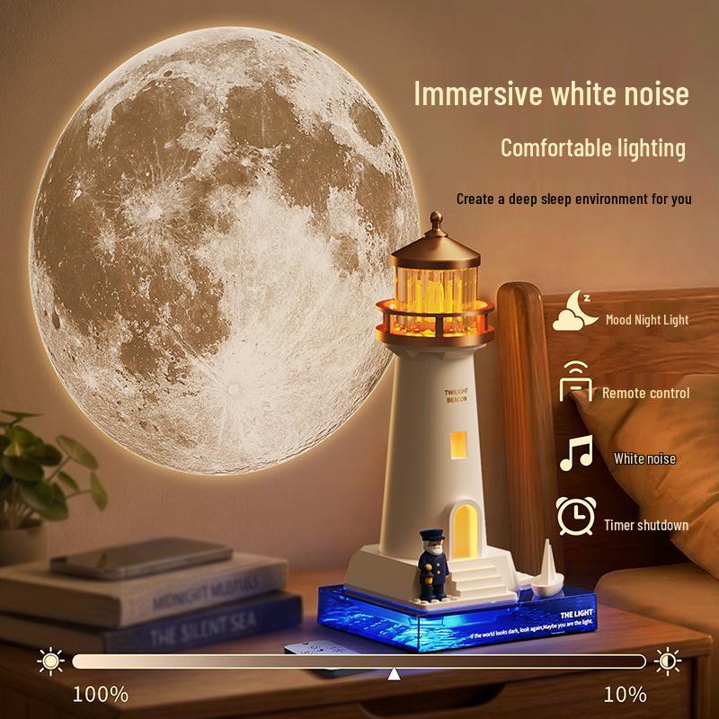 Twilight Lighthouse Projector: Bluetooth Speaker, White Noise, Night Light, Human Sensor Desk Lamp