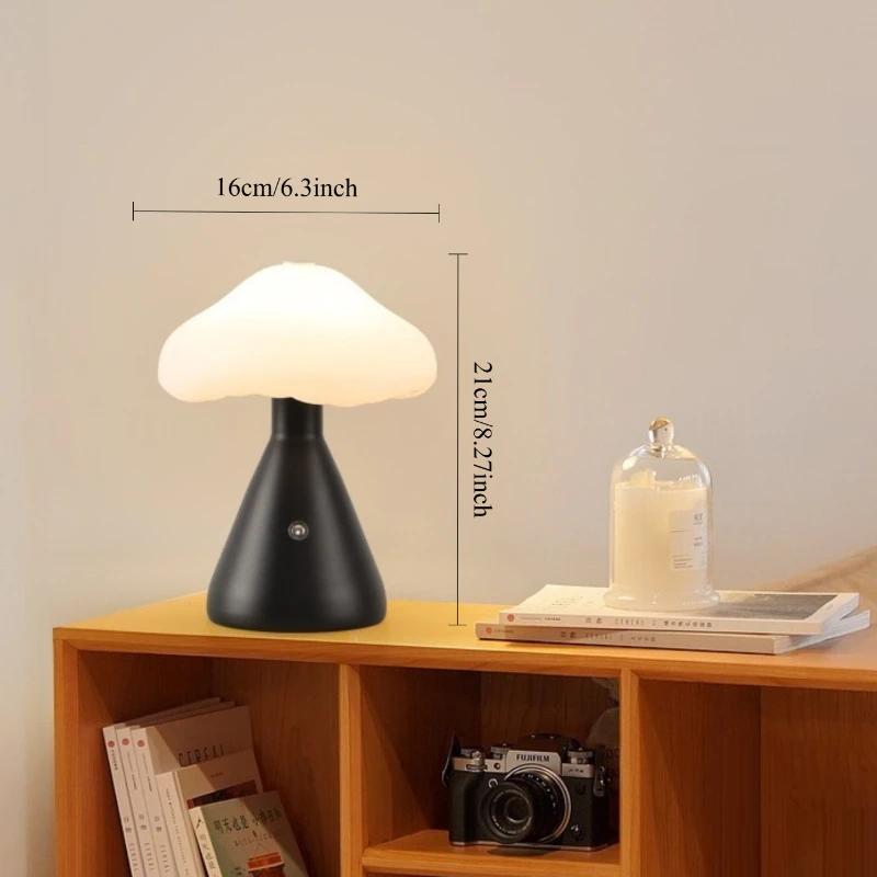 Mushroom LED Night Light Rchargeable Touch Dimming for Bedroom Desk Coffee Bar Decorative Ambient Creative LED Table Lighting