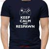 Keep Calm And Respawn Mens T Shirt Gaming Gamer Games Online PC Vintage Washed Breathable Stylish Versatile Streetwear Vintage