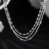 Funkelnde 925er Silber Kettenarmbänder Für Damen Luxuriös Elegant Dreilagiges Geometrisches Perlenarmband Party Hochzeits Schmuck