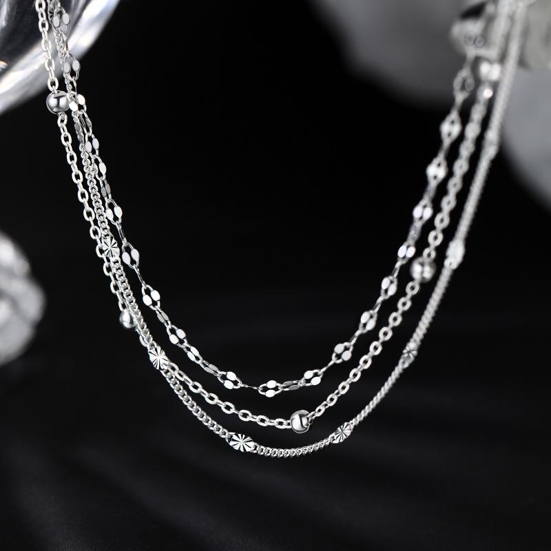 Funkelnde 925er Silber Kettenarmbänder Für Damen Luxuriös Elegant Dreilagiges Geometrisches Perlenarmband Party Hochzeits Schmuck