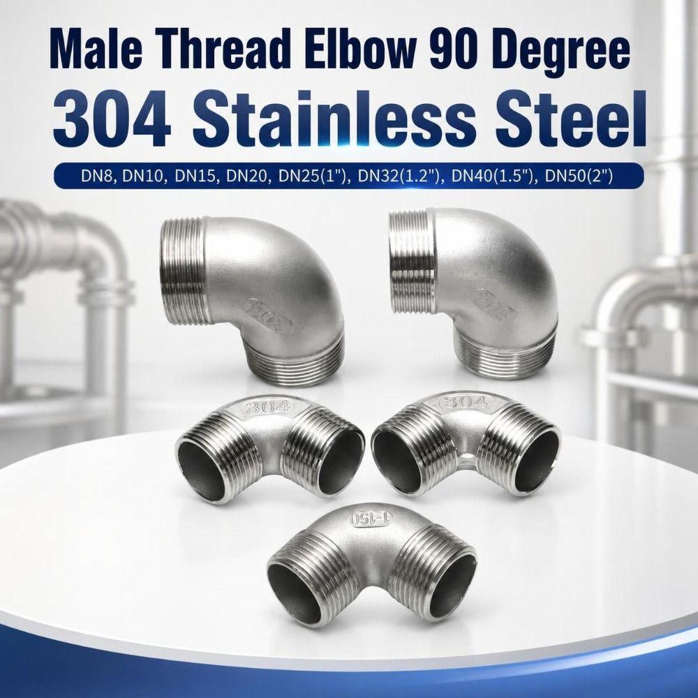 Threaded 90 Degree Pipe Elbow DN8-50 Stainless Steel Pipe Fitting Male Thread Elbow Pipeline