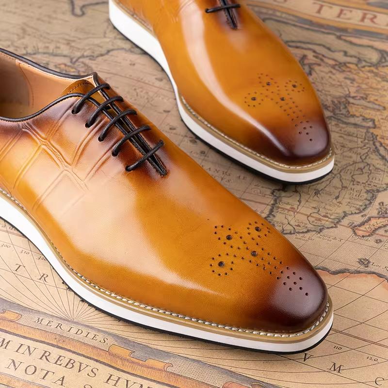 Fashion Business Leisure Men Shoes Genuine Leather Handmade Casual Style Fashional Comfortable Office Dress Man Shoe Lace Up Brogue Shoe