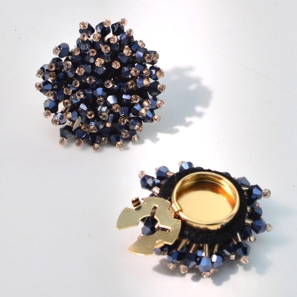 2pcs Colorful Crystal Beads Cufflinks Brass Base Button Cover Sleeve Button  Suit Accessories