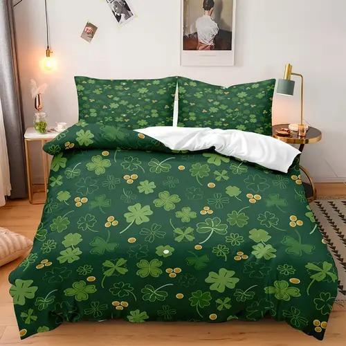 Comforter Four Leaf Clover Four Leaf Clover Background Theme Suitable For Children Kids And Adults Soft And Warm