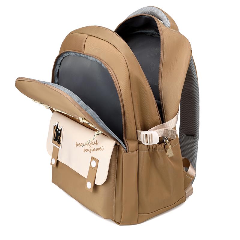 Color Block Student School Bag Women Large Capacity Backpack Ridge Protection Bag