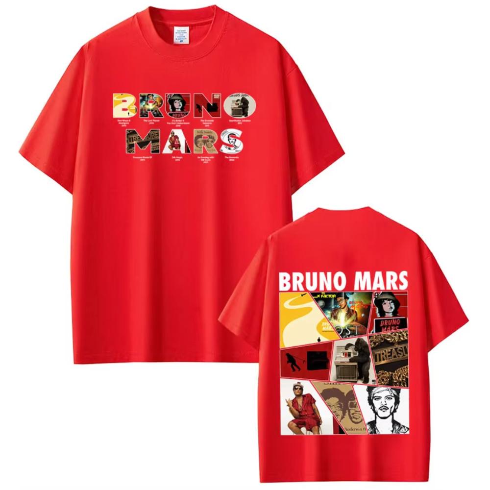 

Bruno Mars The Romantic Album Tour T-shirts Man Woman T-shirt Short Sleeve Casual Loose Oversized T-shirts 3XL