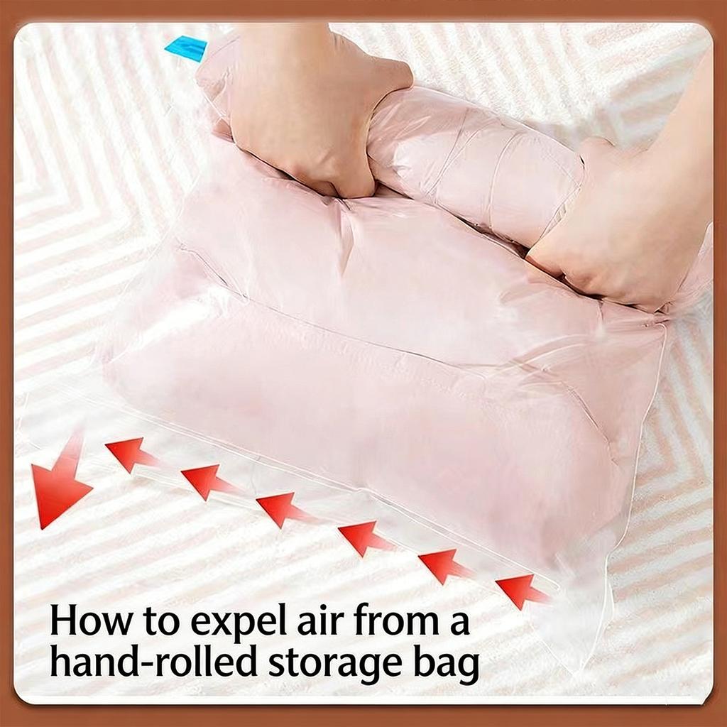 Portable Hand Roll Compression Bags Clothes Blankets Vacuum Storage Bag Non Pumping Sealed Bag Travel Organizer Bag