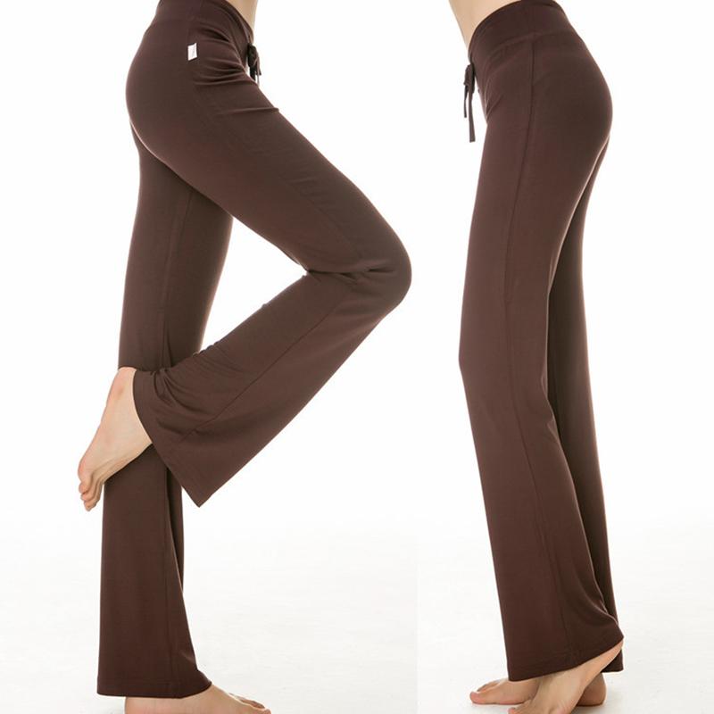 Women Solid Color High Waist Drawstring Wide Leg Long Pants Yoga Dance Trousers Wide Leg For Yoga Running Jogging Gymnastics