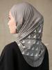 Sporty Muslim Inner Hijab Women Geometric Printing Pattern Instant Turban For Ladies Head Wrap Headband Header Model