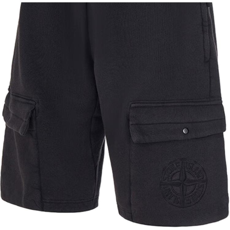STONE ISLAND Pantaloncini Casual da Uomo con Logo Ricamato sulla Tasca Neri 761564453-V0029