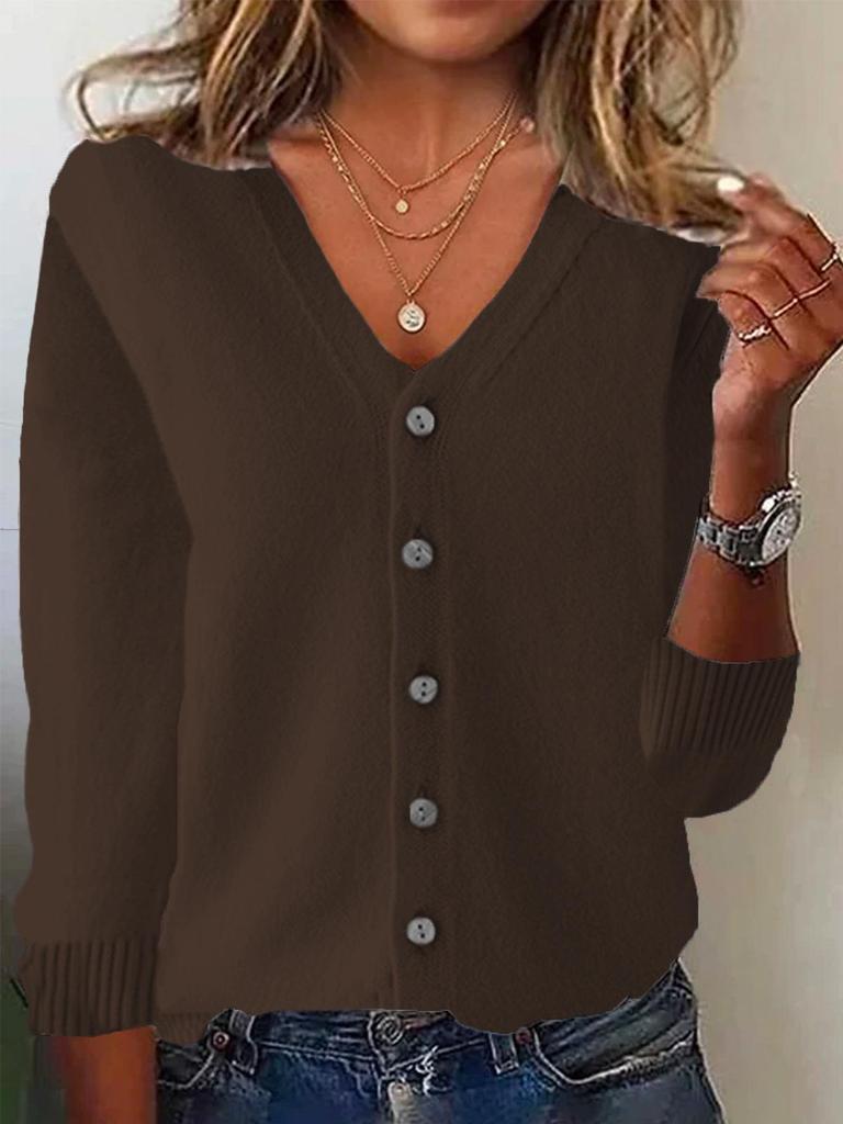 Women's Long Sleeve Knitted Cardigan: Plus Size Spring-Summer Sweater Coat