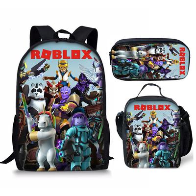 Zaino per Studenti Roblox Borsa Pranzo Astuccio Set 3 in 1 Stampa Scolastica Zainetto per Bambini Zaino Casual