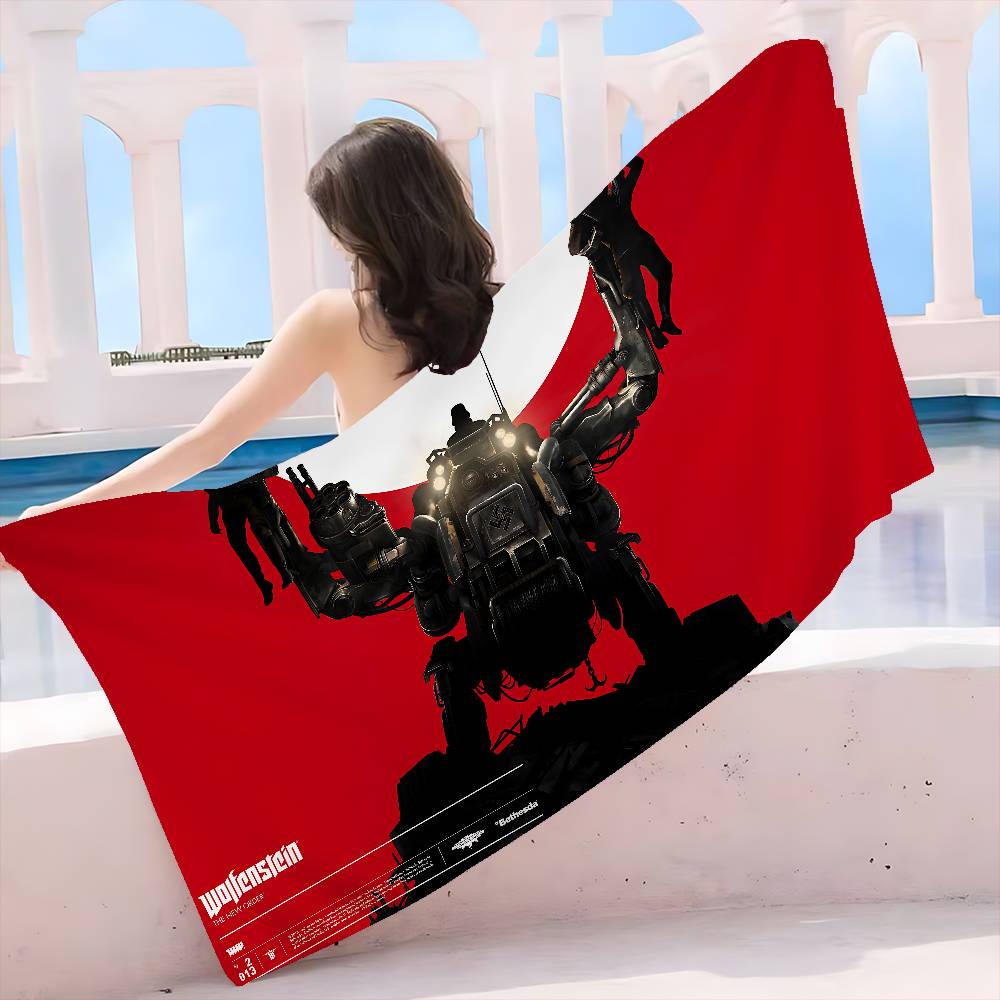Wolfenstein Microfiber Printed Beach Towel Mountain Climbing Yoga Beach Swimming Running Absorbent Soft Towel