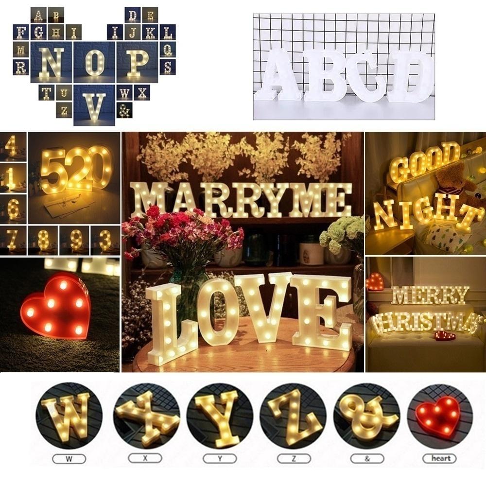 LED-Nachtlampe, 26 Buchstaben, 0–9, digitales Festzelt-Zeichen, Alphabet-Licht, Wand-Hängelampe, Innendekoration, Hochzeit, Party, LED-Nachtlicht