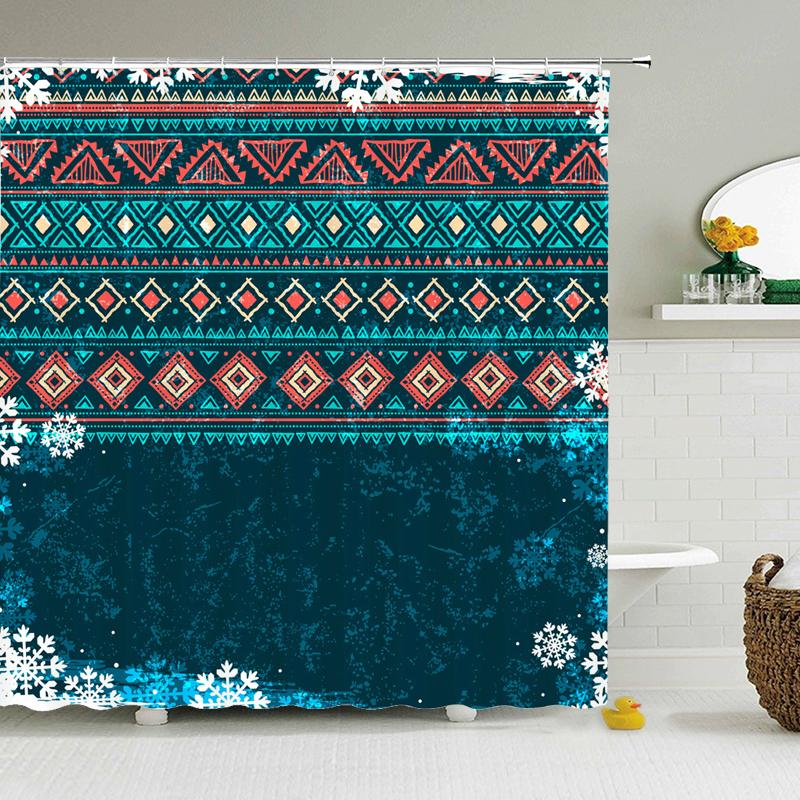 Indian Mandala Shower Curtain Flower Printed Geometric Bohemian Bathroom Curtains Shower Wall Hanging Geometric Shower Curtains