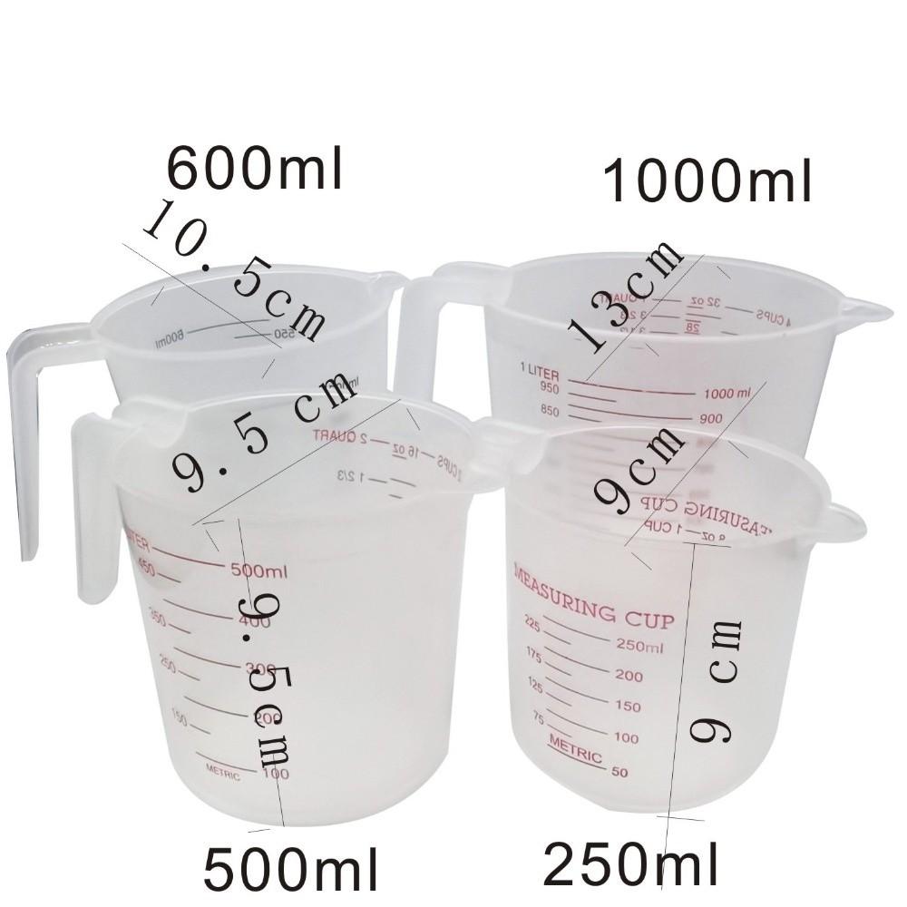 Cup Marking Clear Plastic Measuring Cup With Spout With Handles Plastic Mug Ounce and Ml Cup Flour Measuring