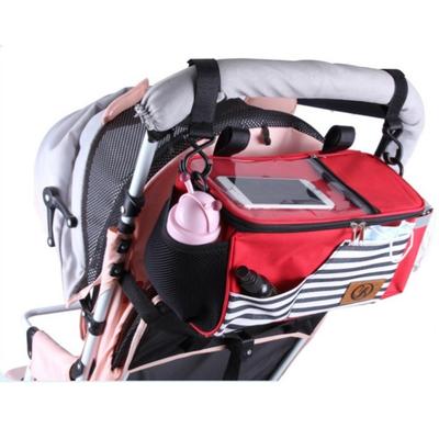 Stroller Organizer Bag with Cup Holder,Large Capacity Stroller Storage Bag with Touch Screen Phon Pocket and No-Slip Velcro Strap