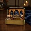 Menorah Table Centerpiece Hanukkah Miniature Diorama Scene Box, 3D Printed Pocket Figurine Set with Collectible Holiday Figures Storage Case,