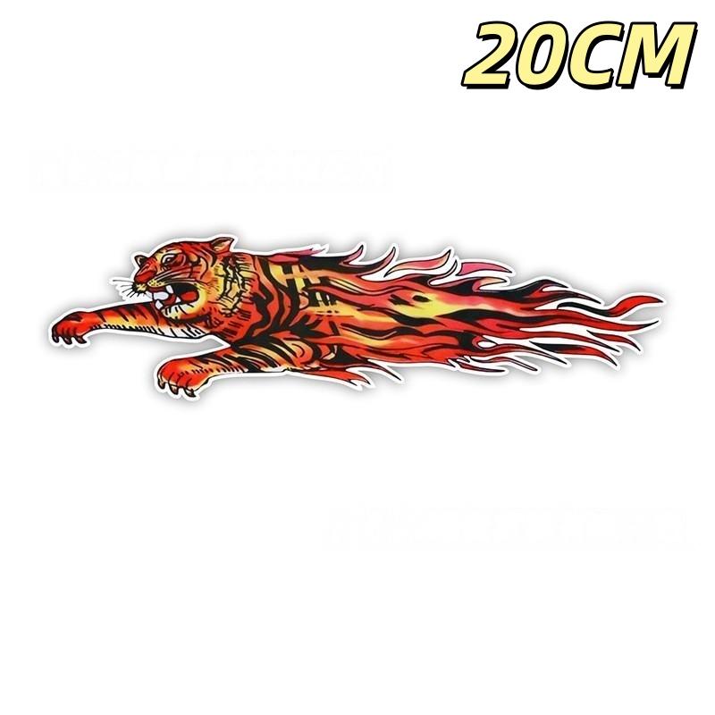 Creative Car Body Scratch Cover Sticker Tiger Flame Cartoon Decal For Electric Vehicle Automobile Personalized Decoration