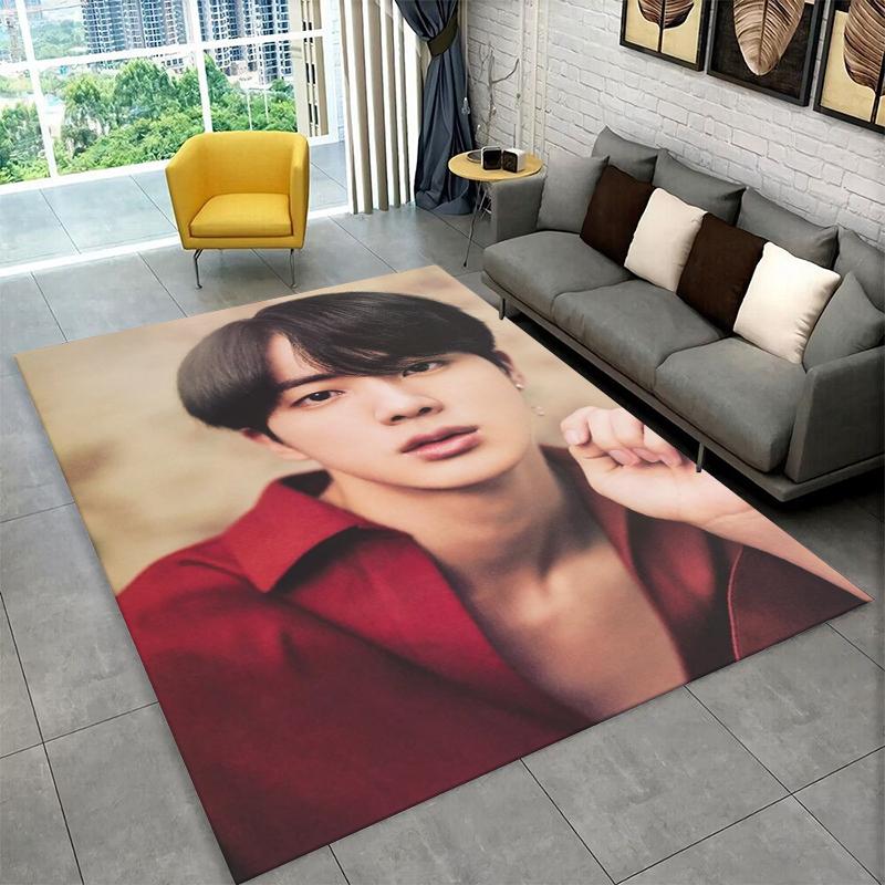 Famous B-BTS Kim Seok Jin KPOP Non-Slip Area Rug for Living Room,Bedroom,Playroom,Soft Carpet Floor Mat Home Decor Rug Kids Room