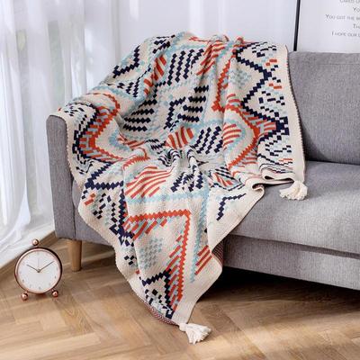 Bohemian Ukulele Sofa Throw Blanket with Tassels - All-Season Air Conditioning Cover for Home & Travel.