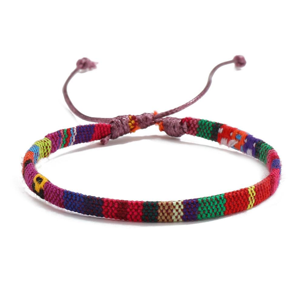 Colourful Bohemian-style cotton-linen woven bracelet – a simple versatile piece