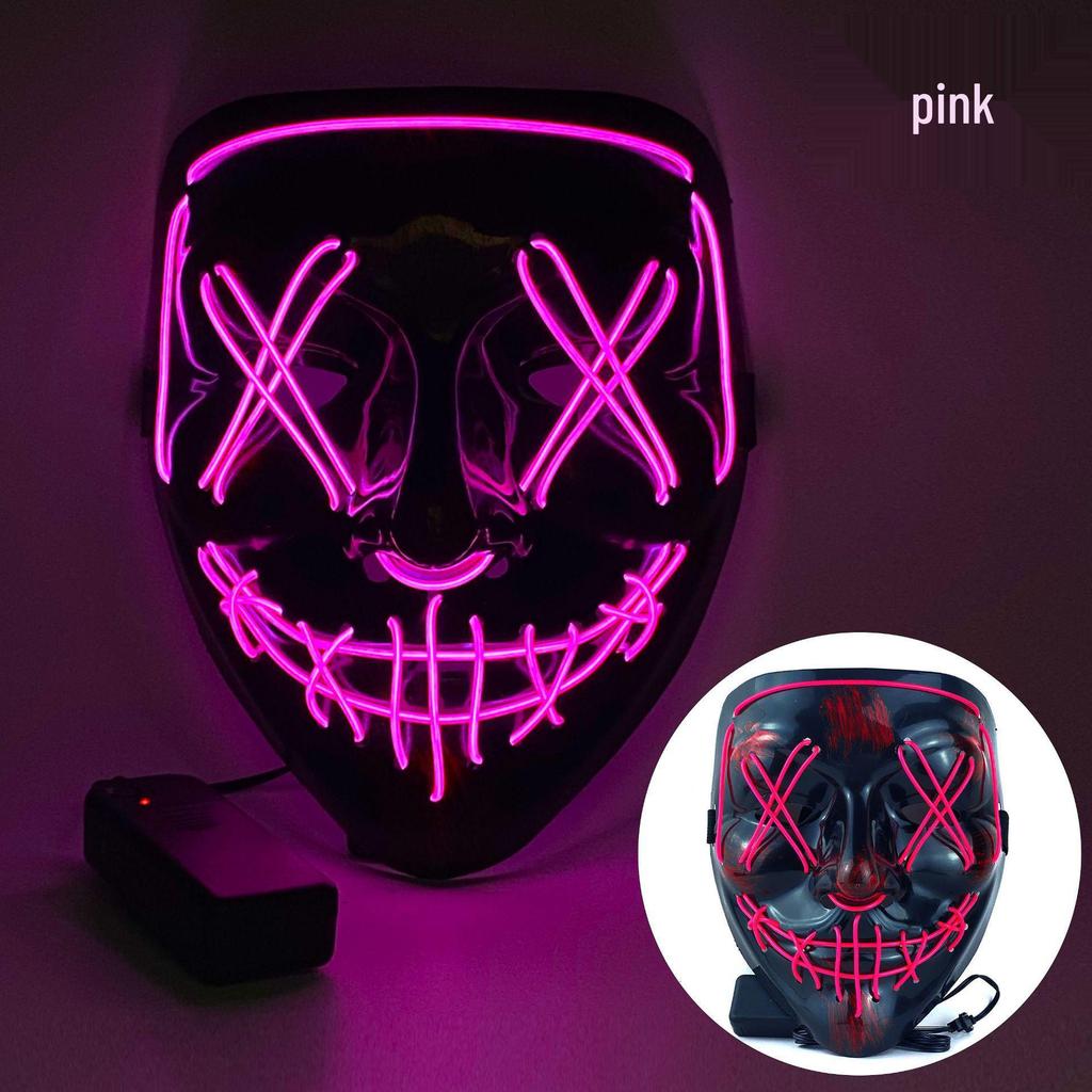 LED Luminous Halloween V for Vendetta Mask - Black Ghost Face Party Prop