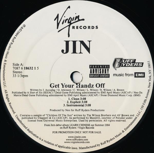 

12inch Record JIN - Get Your Handz Off / I Gotta Love 708761863215 Virgin, Ruff Ry 2004 US Rap & Hip-Hop/R&B Used