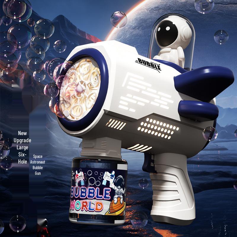 Electric Astronaut Bubble Gatling Gun - Automatic Bubble Blower Toy for Kids
