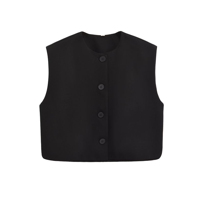 Jnleaog Autumn New Women's Clothing Fashion Style Stylish Fashion All-Match Decorated Row Button Vest Style Tops