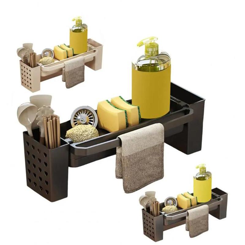 Sink Rack With Chopsticks Container Kitchen Sink Organizer Drain Rack Soap Dish Washing Sponge Rack Kitchen Sink Storage Rack