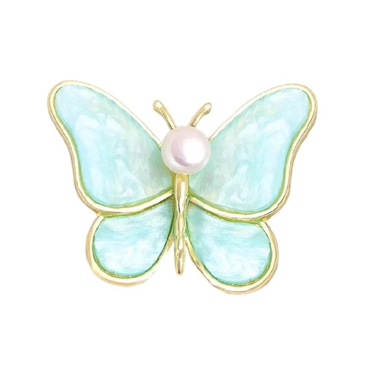 Butterfly Wing Brooch Pearls Inlay Jewelry Comfortable Wear Alloy Materials Reliable Clasp Designs