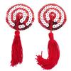 Women Sequins Tassels Nipple Cover Reusable Adhesive Pasties Breast Cover Lace Sticky Bra Chest Pad Lingerie Accessories