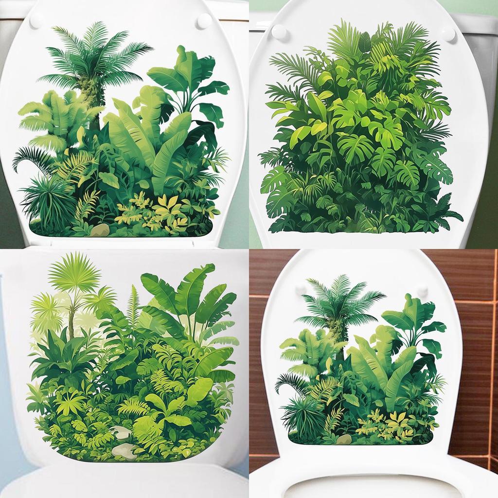 Green Plant Bathroom Toilet Self-Adhesive Wall Stickers Decoration