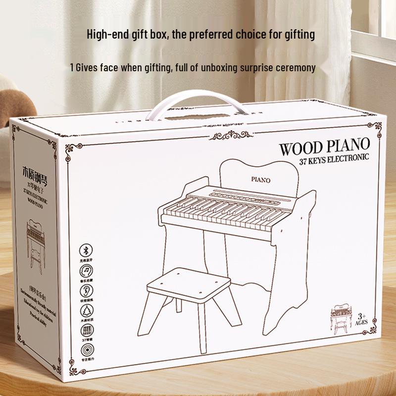 Children's Wooden Toy Piano: Beginner Electronic Keyboard for Boys & Girls, Infants, Toddlers - Ideal Birthday Gift.