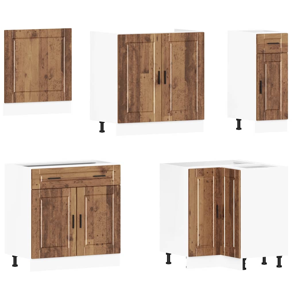 11 Piece Kitchen Cabinet Set Porto Rustic Wood Look Particleboard