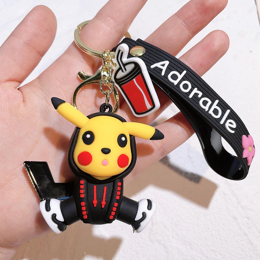 Adorable Silicone Pikachu Keychain Colorful Hoodie Accessory Gift For Birthdays