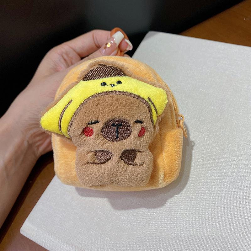 

Мультяшная плюшевая монетница в виде капибары, милый кошелек для мелочи с животным, прекрасная мини-сумка для хранения наушников, подвеска-брелок A3