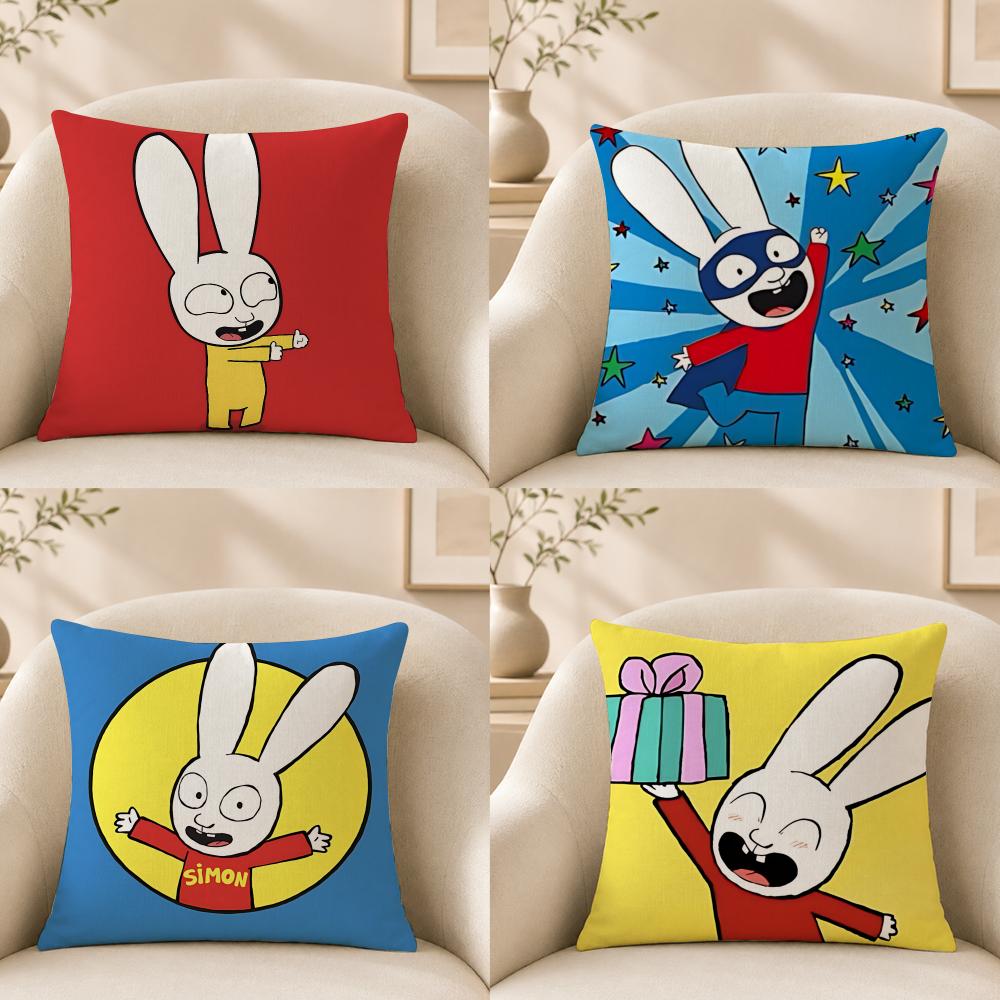 Cartoon Ssimon Rabbit Cushion Cover Shortplush Cushion Coverbreathableskinfriendlywashableroom Sofa Decor Gift