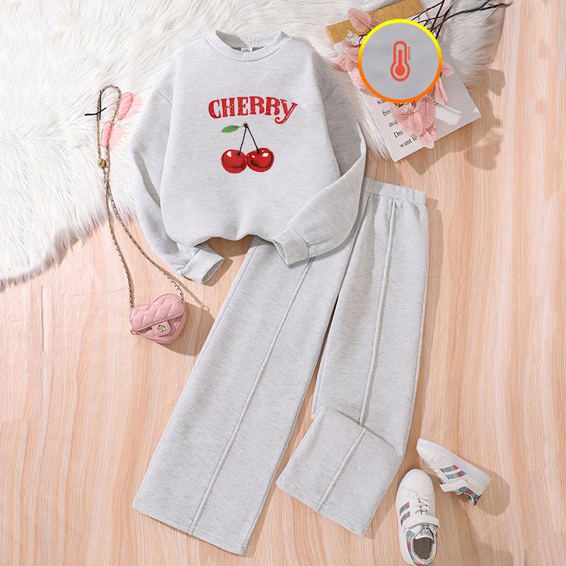 

Комплект из флисовой толстовки и брюк для девочек, повседневный, Осень/Зима 2025 140cm серый