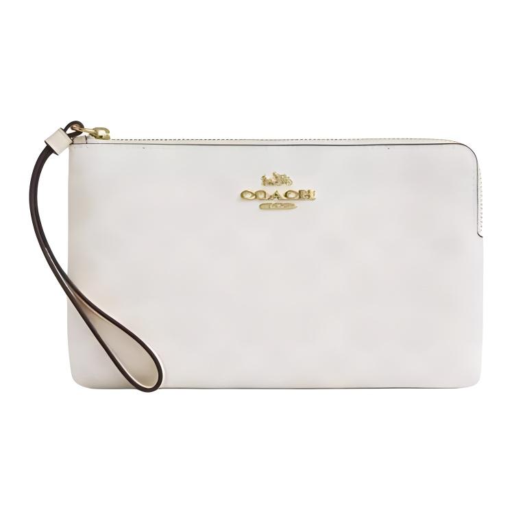 Coach Corner Zip 20 Signature Print Coated Canvas Clutch Small Women clutch White CZ277-IMXU5 Basic Set (Bag+Dust Bag)