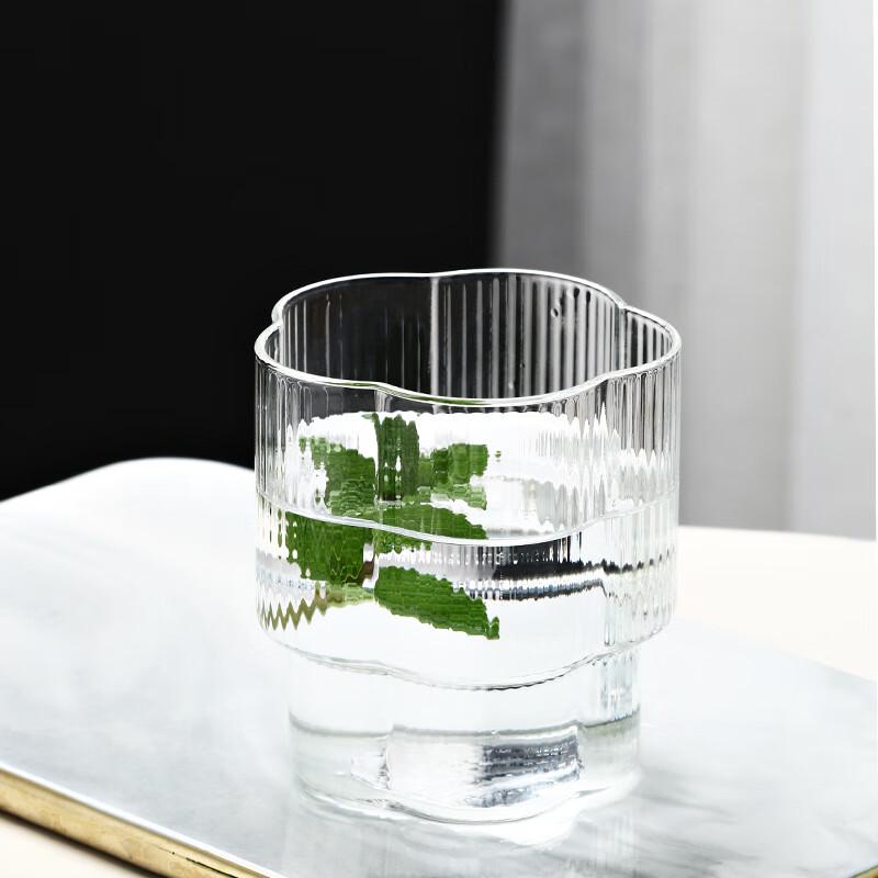 ME Simple Ribbed Glass Drinking Cup 330ml