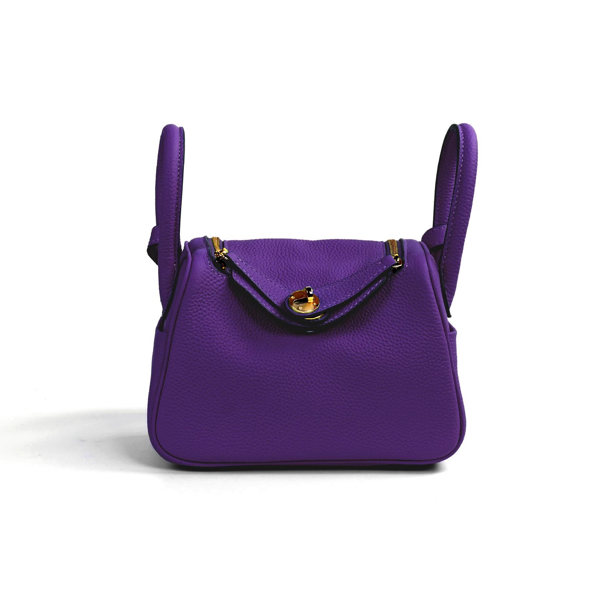 

Top layer cowhide 2025 new style women s bag, single-shoulder crossbody bag, pillow bag, versatile and high-end small bag 19x10x12cm фіолетовий