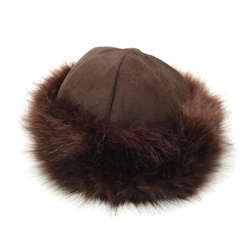 Women Fluffy Faux Fur Hats Winter Thick Warm Ears Snow Cap Windproof Hat Winter Women Hat