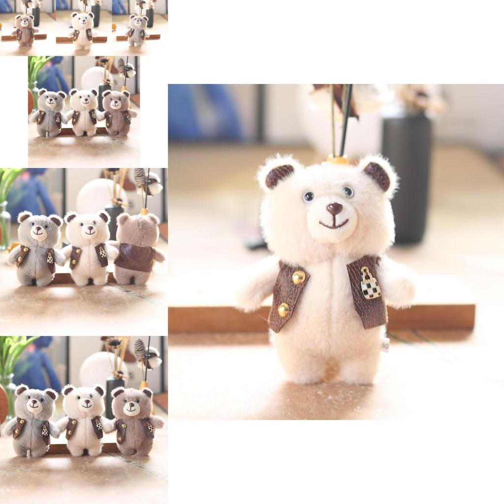 Delightful Miniature Bear Plush Toy Keychain With Super Soft Fabric For Trendy Bag Accessories